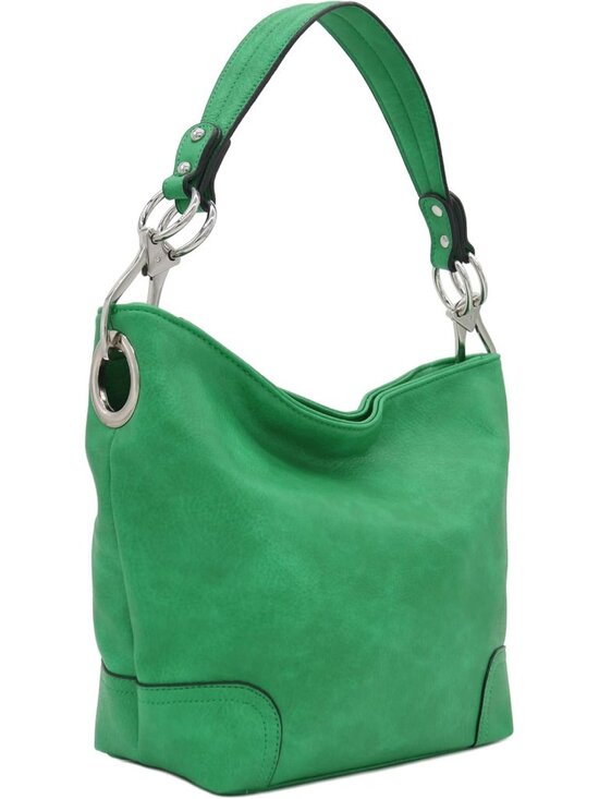 Handbags - Stylish Hobo Shoulder Bag with Oversized Snap Hook, Chic Everyday Accessory